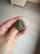 Load image into Gallery viewer, 100% natural type A black/dark green/gray (油青) broad jadeite jade band ring thumb ring bead set BN79