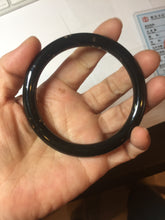 Load image into Gallery viewer, 58.5mm 100% Natural dark green/black meteorite Stellar Night sky round cut nephrite bangle HF105-8794