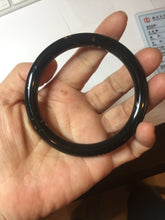 Load image into Gallery viewer, 58.5mm 100% Natural dark green/black meteorite Stellar Night sky round cut nephrite bangle HF105-8794