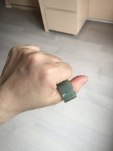 Load image into Gallery viewer, 100% natural type A black/dark green/gray (油青) broad jadeite jade band ring thumb ring bead set BN79