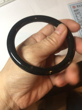 Load image into Gallery viewer, 58.5mm 100% Natural dark green/black meteorite Stellar Night sky round cut nephrite bangle HF105-8794