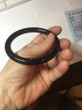 Load image into Gallery viewer, 58.5mm 100% Natural dark green/black meteorite Stellar Night sky round cut nephrite bangle HF105-8794