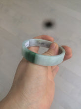 Load image into Gallery viewer, 52.5mm Certified type A 100% Natural sunny green/purple/white square Jadeite Jade bangle AX44-4717