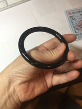 Load image into Gallery viewer, 58.5mm 100% Natural dark green/black meteorite Stellar Night sky round cut nephrite bangle HF105-8794