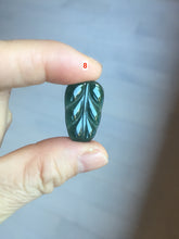 Load image into Gallery viewer, 100% natural type A icy watery dark green blue gray black Guatemala jadeite leaf pendant BP184-8/9/10