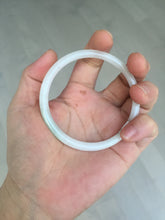 Load image into Gallery viewer, 56mm 100% natural Type A light green white slim round cut jadeite jade bangle AD107-8108