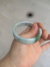 Load image into Gallery viewer, 52.5mm Certified type A 100% Natural sunny green/purple/white square Jadeite Jade bangle AX44-4717