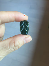 Load image into Gallery viewer, 100% natural type A icy watery dark green blue gray black Guatemala jadeite leaf pendant BP184-8/9/10