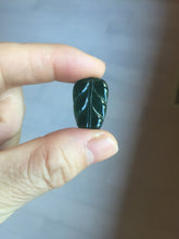 Load image into Gallery viewer, 100% natural type A icy watery dark green blue gray black Guatemala jadeite leaf pendant BP184-8/9/10
