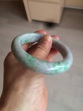 Load image into Gallery viewer, 58.3mm Certified 100% natural Type A sunny green/purple/yellow(Fu Lu Shou) chubby jadeite jade bangle AK55-1188