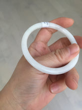 Load image into Gallery viewer, 55.6mm 100% natural Type A icy watery light green white slim round cut jadeite jade bangle AD113-8104