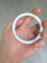 Load image into Gallery viewer, 55.6mm 100% natural Type A icy watery light green white slim round cut jadeite jade bangle AD113-8104