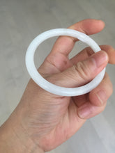 Load image into Gallery viewer, 55.6mm 100% natural Type A icy watery light green white slim round cut jadeite jade bangle AD113-8104