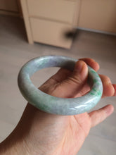 Load image into Gallery viewer, 58.3mm Certified 100% natural Type A sunny green/purple/yellow(Fu Lu Shou) chubby jadeite jade bangle AK55-1188