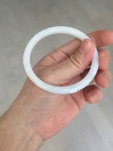 Load image into Gallery viewer, 55.6mm 100% natural Type A icy watery light green white slim round cut jadeite jade bangle AD113-8104