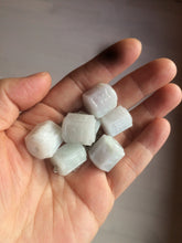 Load image into Gallery viewer, 100% natural type A light green/white/purple Buddhist six-character Great Bright Mantra(六字箴言) hexagonal prism jadeite jade bead group W106