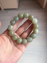Load image into Gallery viewer, 14x13.2mm 100% Natural light green/brown vintage style nephrite Jade bead bracelet HE89