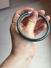 Load image into Gallery viewer, 60.2mm Certified Type A 100% Natural dark green/blue/gray Guatemala slim round cut Jadeite bangle PA146-8841