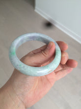 Load image into Gallery viewer, 58.3mm Certified 100% natural Type A sunny green/purple/yellow(Fu Lu Shou) chubby jadeite jade bangle AK55-1188