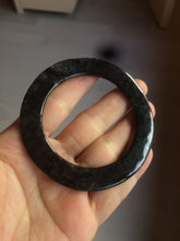 Load image into Gallery viewer, 51-52mm Certified Type A 100% Natural black (Wuji) flat style Jadeite Jade jingle bangle group w107