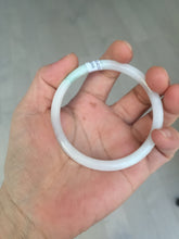 Load image into Gallery viewer, 56mm 100% natural Type A icy watery light green white slim round cut jadeite jade bangle AD110-8098