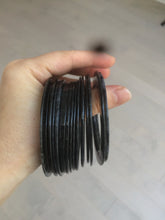 Load image into Gallery viewer, 51-52mm Certified Type A 100% Natural black (Wuji) flat style Jadeite Jade jingle bangle group w107