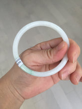 Load image into Gallery viewer, 56mm 100% natural Type A icy watery light green white slim round cut jadeite jade bangle AD110-8098