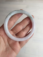 Load image into Gallery viewer, 56mm certified 100% natural type A light green/purple with green fly flowers round cut jadeite jade bangle BN56-3113