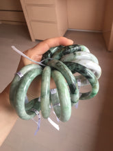 Load image into Gallery viewer, 54-63mm certified Type A 100% Natural dark green/white/black jungle camouflage color Jadeite Jade bangle group with defects GL50