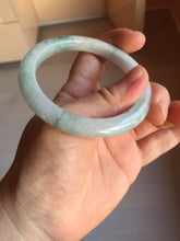 Load image into Gallery viewer, 53.7mm Certified Type A 100% Natural green/purple/white with green flying flower slim Jadeite Jade bangle K117