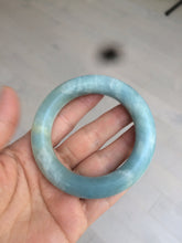 Load image into Gallery viewer, 52.8mm 100% natural blue/white Quartzite (Shetaicui jade) Blue sky and white clouds chubby round cut bangle SY27