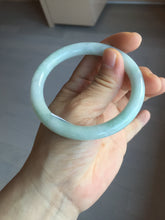Load image into Gallery viewer, 56.4mm certified 100% natural Type A light green white round cut jadeite jade bangle BS4-9557