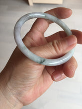 Load image into Gallery viewer, 58mm certified 100% natural type A light green/purple with green fly flowers round cut jadeite jade bangle BN55-3123