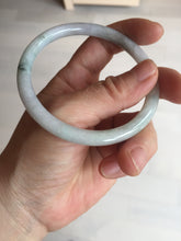 Load image into Gallery viewer, 58mm certified 100% natural type A light green/purple with green fly flowers round cut jadeite jade bangle BN55-3123