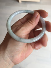 Load image into Gallery viewer, 58mm certified 100% natural type A light green/purple with green fly flowers round cut jadeite jade bangle BN55-3123