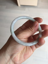 Load image into Gallery viewer, 58mm certified 100% natural type A light green/purple with green fly flowers round cut jadeite jade bangle BN55-3123