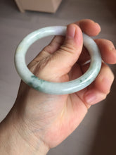 Load image into Gallery viewer, 54.2mm Certified type A 100% Natural light green white purple brown(FU LU SHOU) with green floating flowers round cut Jadeite bangle Q132-2859