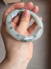 Load image into Gallery viewer, 56mm certificated Type A 100% Natural icy watery light green/white with dark green floating flowers chinese ink painting Jadeite Jade bangle PB124-7427