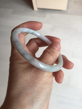 Load image into Gallery viewer, 58mm certified 100% natural type A light green/purple with green fly flowers round cut jadeite jade bangle BN55-3123