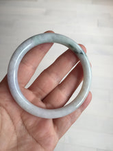 Load image into Gallery viewer, 57mm certified 100% natural type A light green/purple/yellow(FU LU SHOU) with green fly flowers round cut jadeite jade bangle BN54-3124