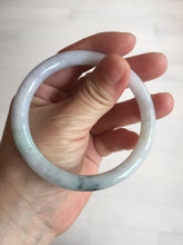 Load image into Gallery viewer, 57mm certified 100% natural type A light green/purple/yellow(FU LU SHOU) with green fly flowers round cut jadeite jade bangle BN54-3124