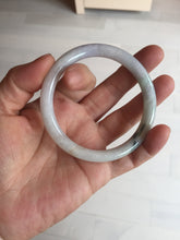 Load image into Gallery viewer, 57mm certified 100% natural type A light green/purple/yellow(FU LU SHOU) with green fly flowers round cut jadeite jade bangle BN54-3124