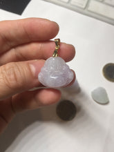 Load image into Gallery viewer, 100% Natural type A light purple white happy Buddha jadeite pendant BP182