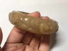 Load image into Gallery viewer, 55.5mm 100% natural yellow orange purple carved flowers Quartzite (Shetaicui jade) bangle SY104