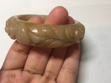 Load image into Gallery viewer, 55.5mm 100% natural yellow orange purple carved flowers Quartzite (Shetaicui jade) bangle SY104