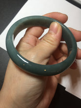 Load image into Gallery viewer, 57.5mm Certified Type A 100% Natural deep sea green/blue/gray/black Guatemala Jadeite bangle AY82-5765