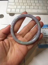 Load image into Gallery viewer, 58mm certified 100% natural Type A light green purple round cut jadeite bangle PB250-5664