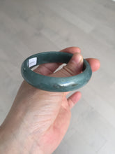 Load image into Gallery viewer, 57.5mm Certified Type A 100% Natural deep sea green/blue/gray/black Guatemala Jadeite bangle AY82-5765