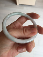 Load image into Gallery viewer, 58mm certified 100% natural type A light green/purple/white slim round cut jadeite jade bangle BN52-3126