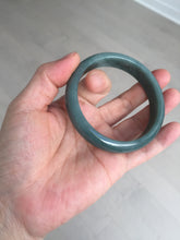 Load image into Gallery viewer, 57.5mm Certified Type A 100% Natural deep sea green/blue/gray/black Guatemala Jadeite bangle AY82-5765